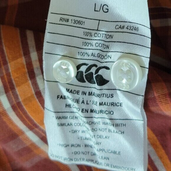 Canterbury of New Zealand Plaid Button Down Shirt Long Sleeve Size L - Picture 12 of 13